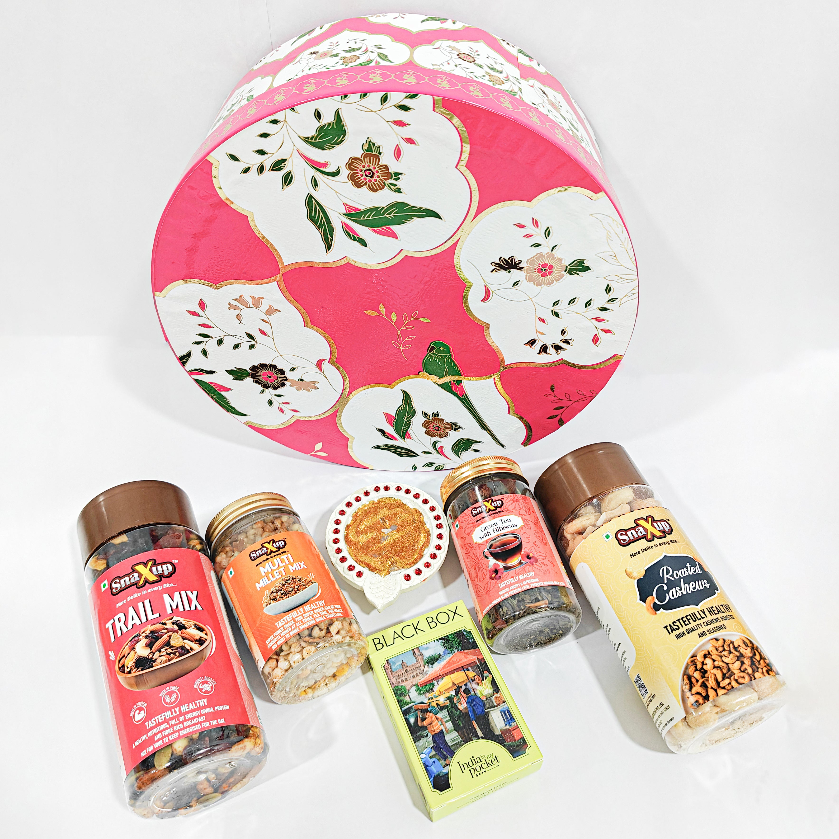 Snacks Pink Diwali Gift Hamper Box