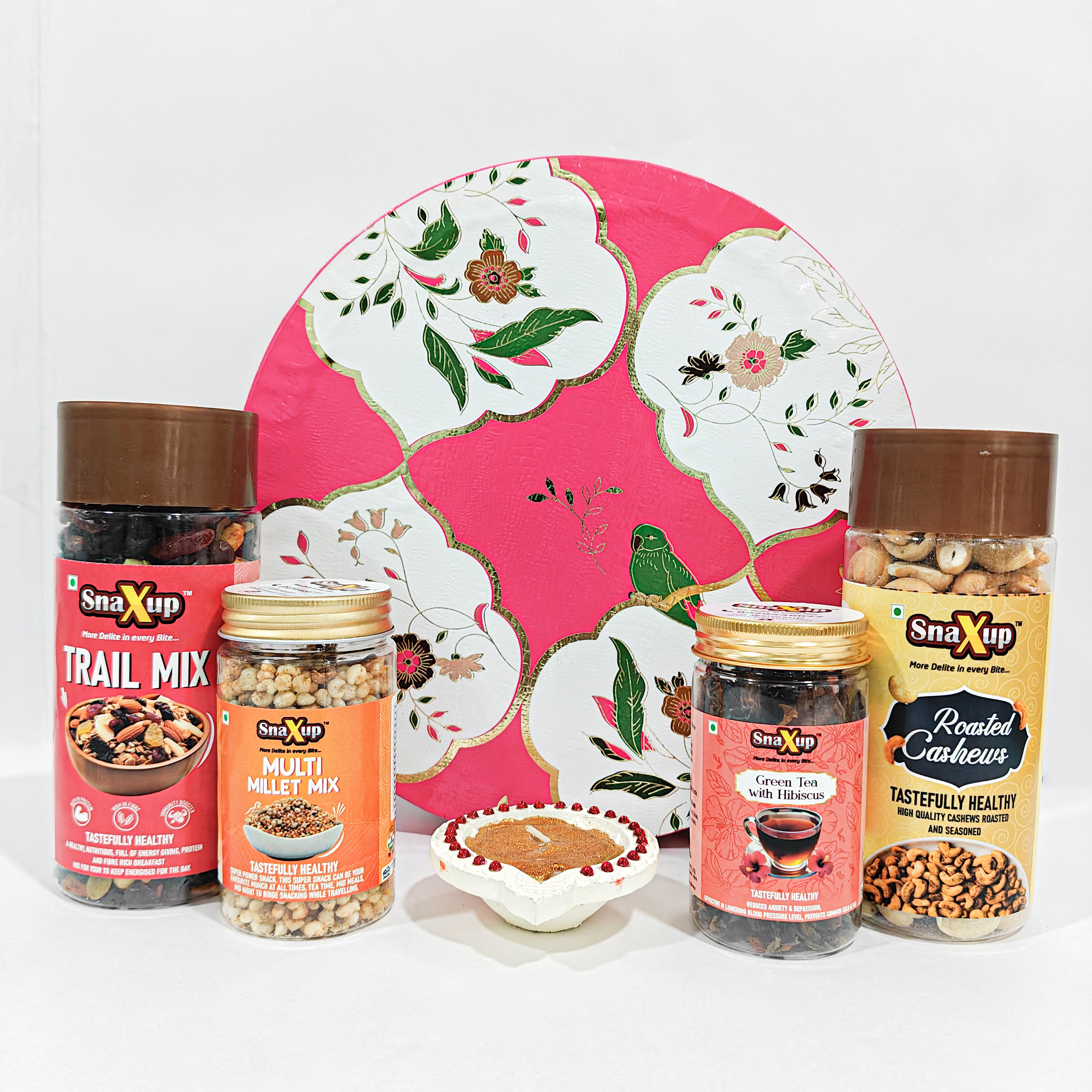 Snacks Pink Diwali Gift Hamper Box