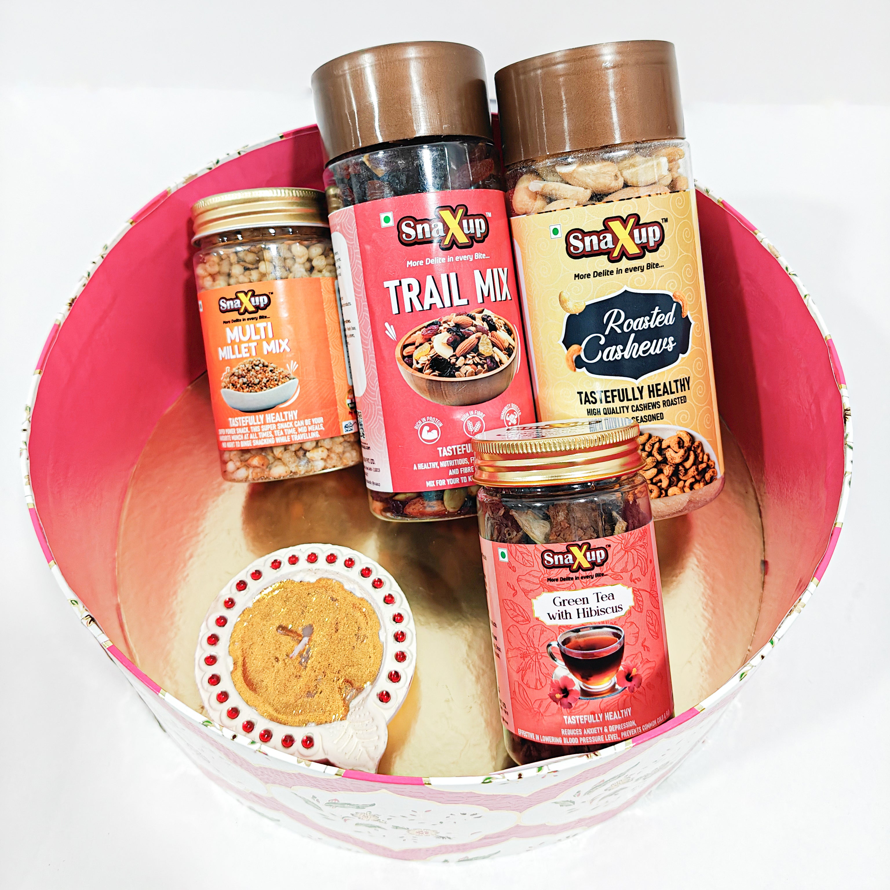 Snacks Pink Diwali Gift Hamper Box