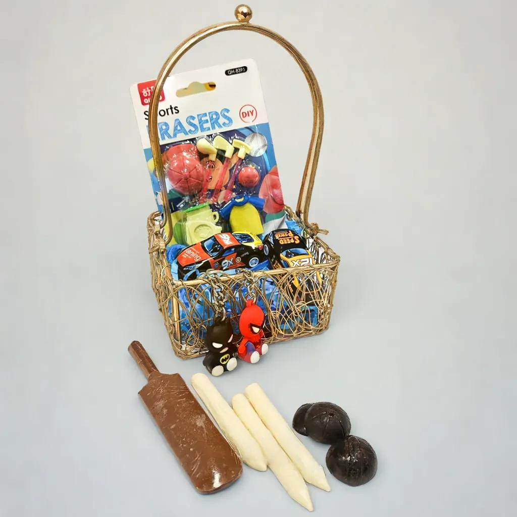 Golden Basket Cricket Choco Hamper for Boys